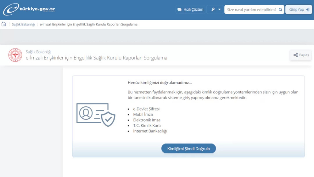 E-Devlet Engelli Raporu Sorgulama Nasıl Yapılır?